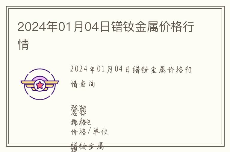2024年01月04日鐠釹金屬價(jià)格行情