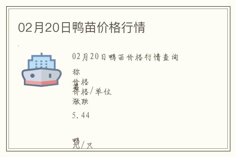 02月20日鴨苗價格行情