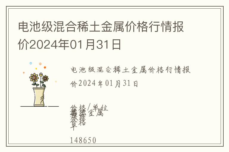 電池級(jí)混合稀土金屬價(jià)格行情報(bào)價(jià)2024年01月31日