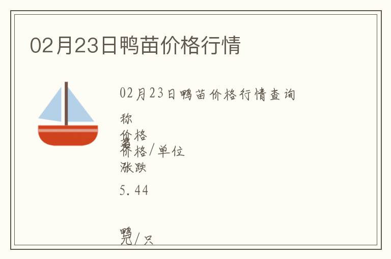 02月23日鴨苗價格行情