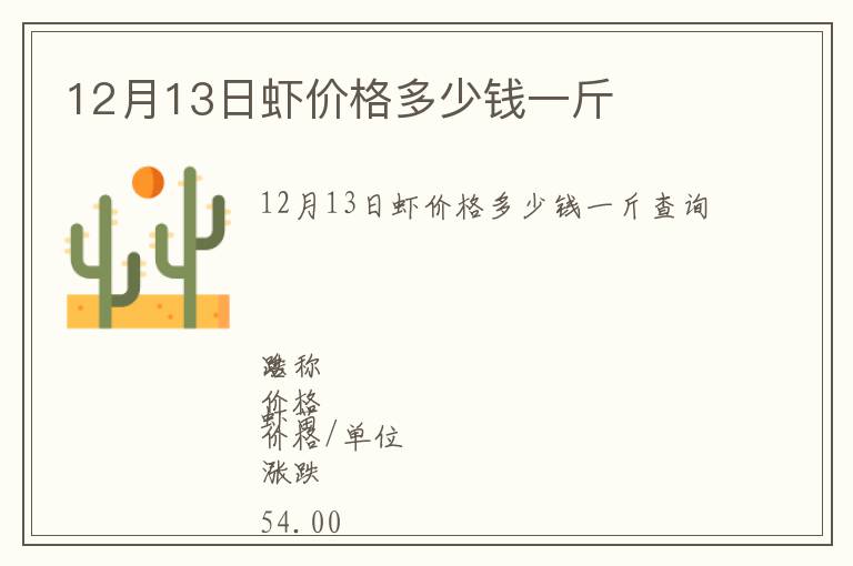 12月13日蝦價(jià)格多少錢一斤