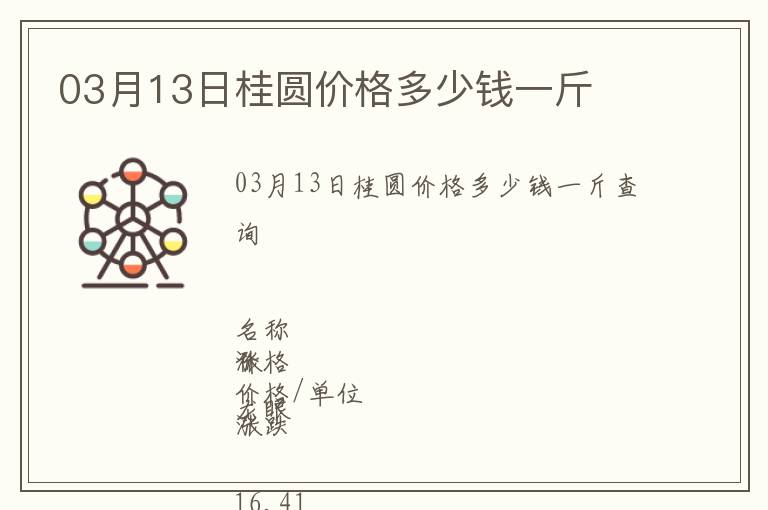 03月13日桂圓價格多少錢一斤