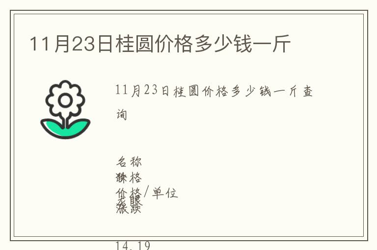 11月23日桂圓價(jià)格多少錢(qián)一斤