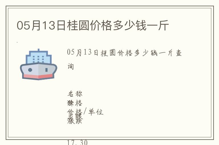05月13日桂圓價(jià)格多少錢(qián)一斤