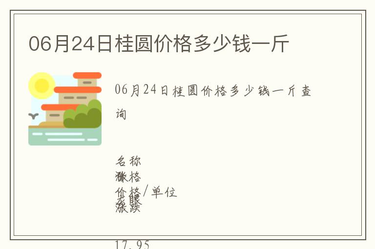 06月24日桂圓價(jià)格多少錢(qián)一斤