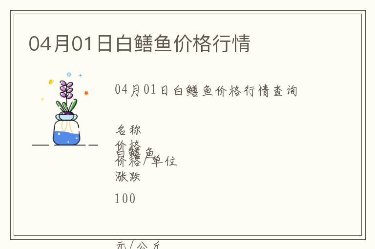 04月01日白鱔魚價(jià)格行情