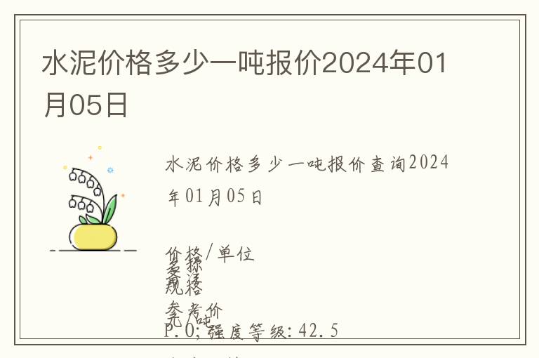 水泥價(jià)格多少一噸報(bào)價(jià)2024年01月05日