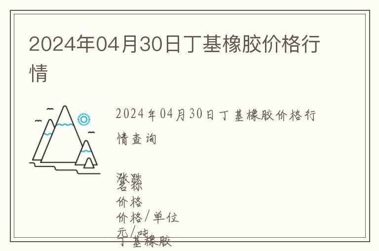 2024年04月30日丁基橡膠價(jià)格行情