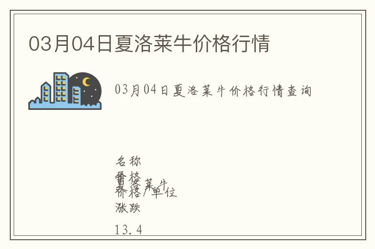 03月04日夏洛萊牛價(jià)格行情