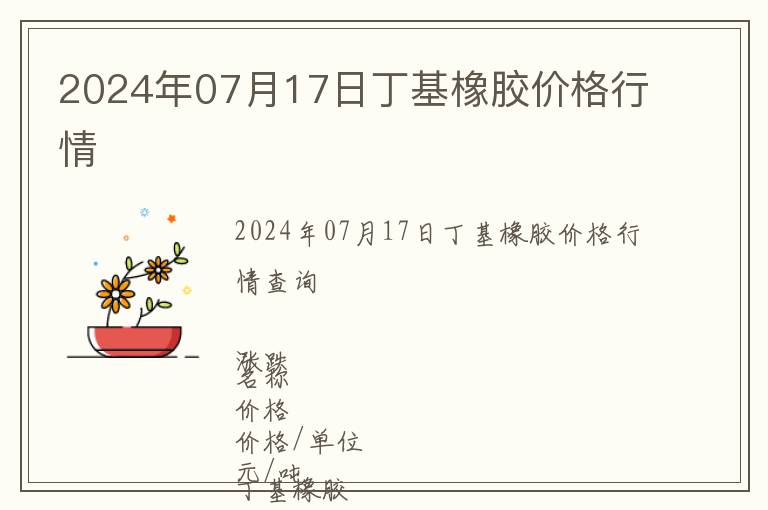2024年07月17日丁基橡膠價(jià)格行情