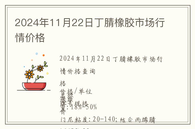 2024年11月22日丁腈橡膠市場行情價格