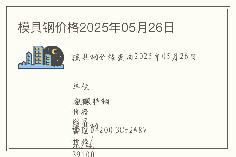 模具鋼價(jià)格2025年05月26日