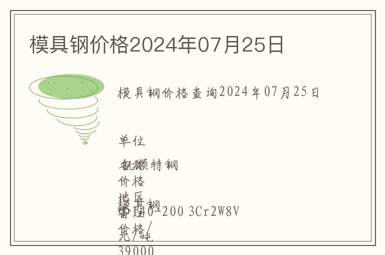 模具鋼價格2024年07月25日