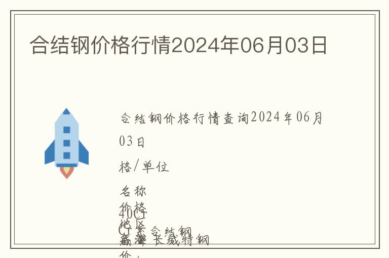 合結(jié)鋼價(jià)格行情2024年06月03日