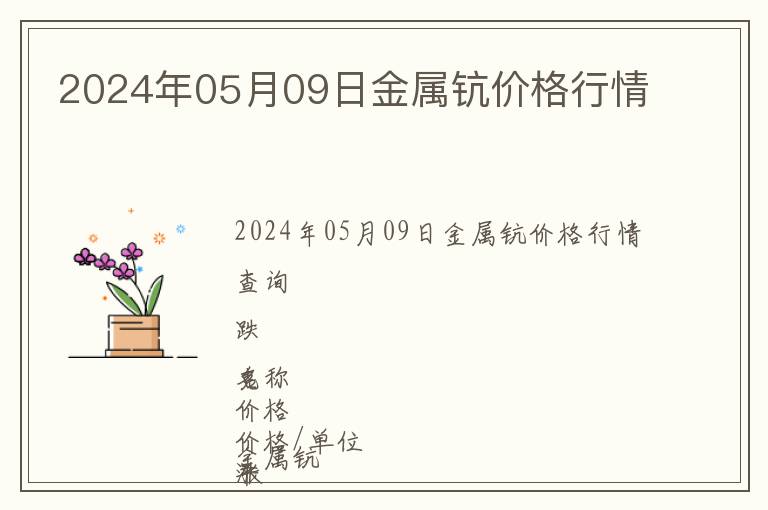 2024年05月09日金屬鈧價格行情