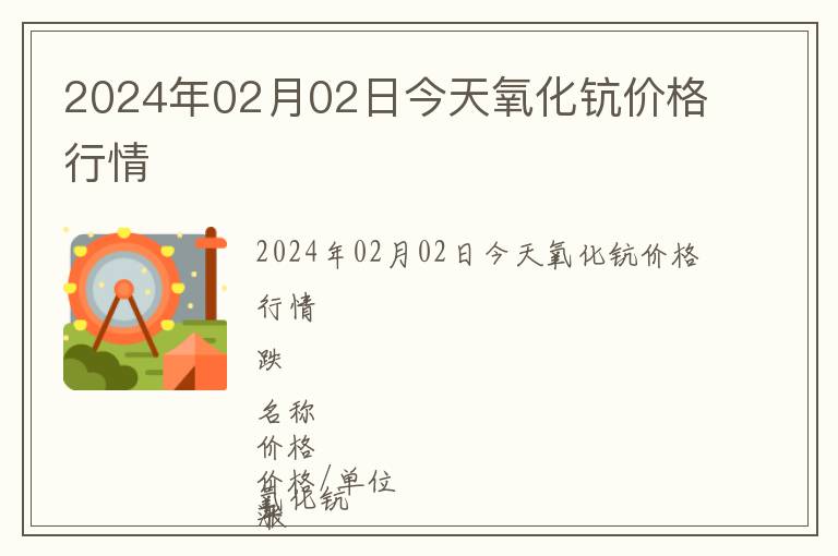 2024年02月02日今天氧化鈧價格行情