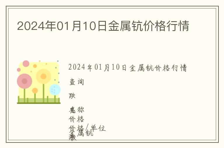 2024年01月10日金屬鈧價(jià)格行情