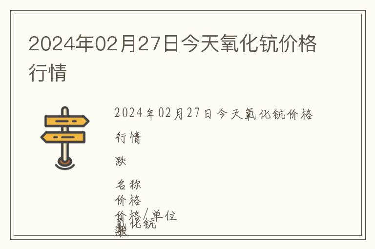 2024年02月27日今天氧化鈧價(jià)格行情