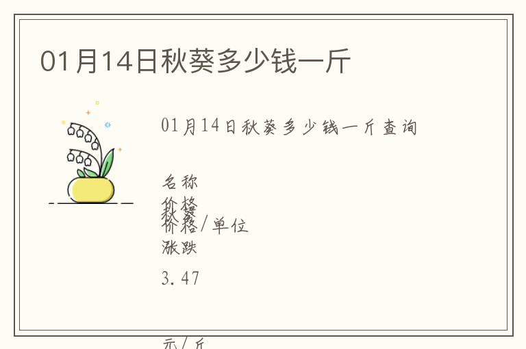 01月14日秋葵多少錢一斤