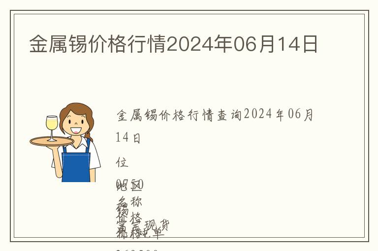 金屬錫價(jià)格行情2024年06月14日