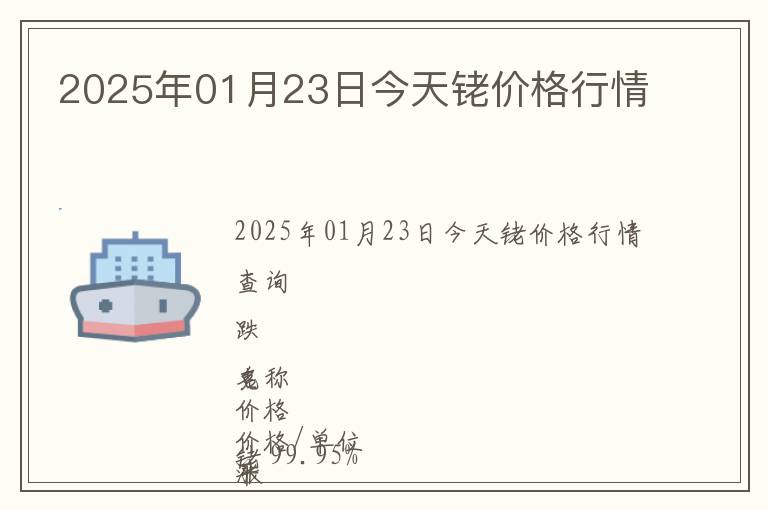 2025年01月23日今天銠價格行情