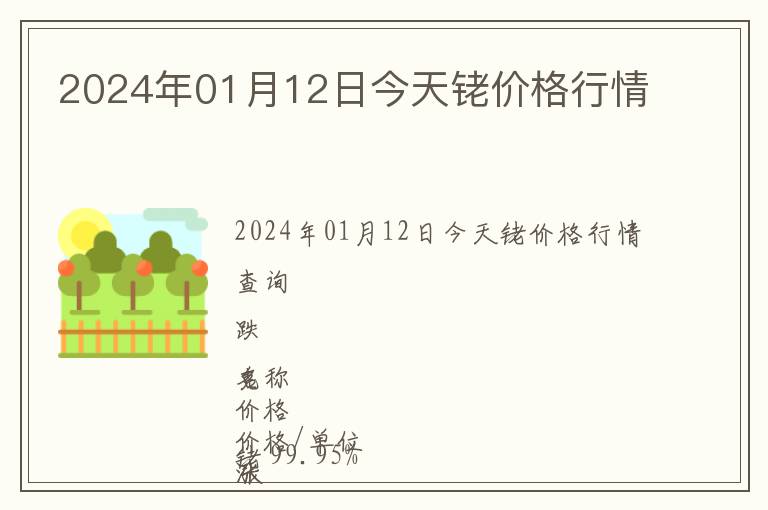 2024年01月12日今天銠價(jià)格行情