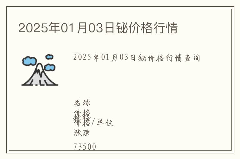 2025年01月03日鉍價格行情