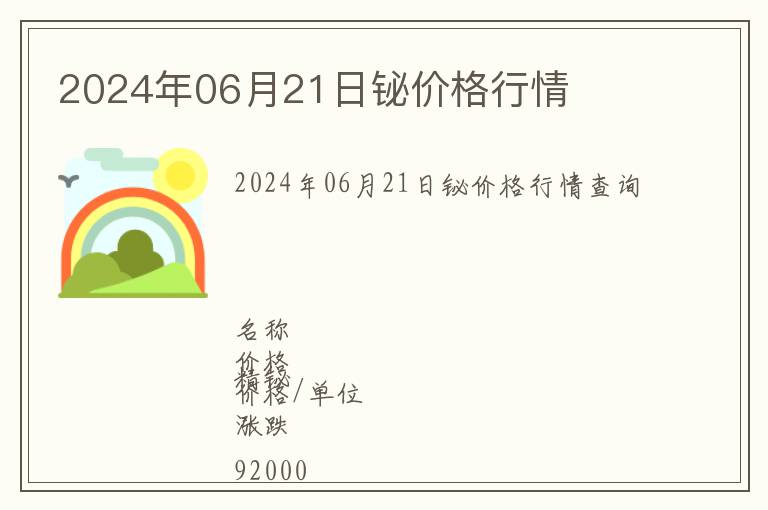 2024年06月21日鉍價(jià)格行情
