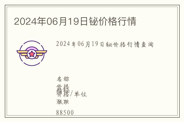 2024年06月19日鉍價(jià)格行情