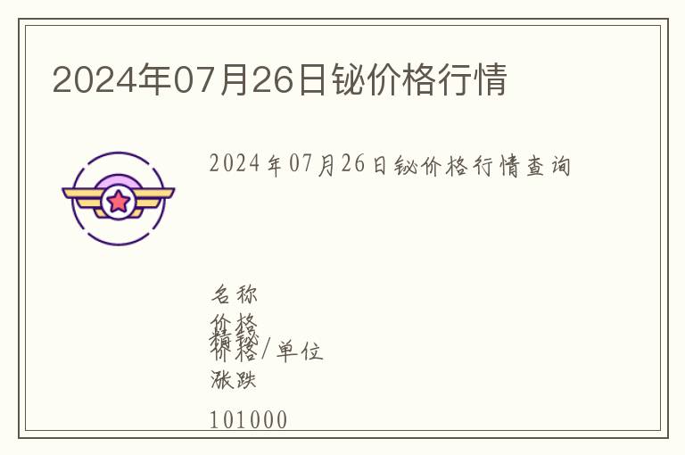 2024年07月26日鉍價格行情