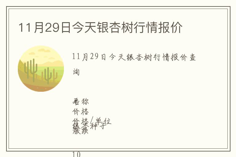 11月29日今天銀杏樹行情報(bào)價(jià)