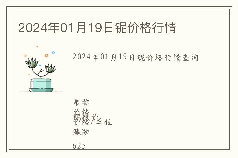 2024年01月19日鈮價(jià)格行情