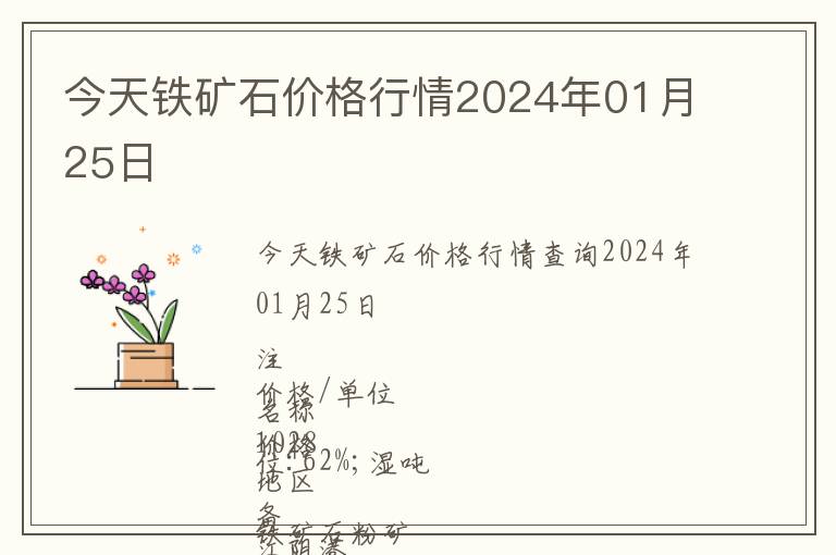 今天鐵礦石價(jià)格行情2024年01月25日