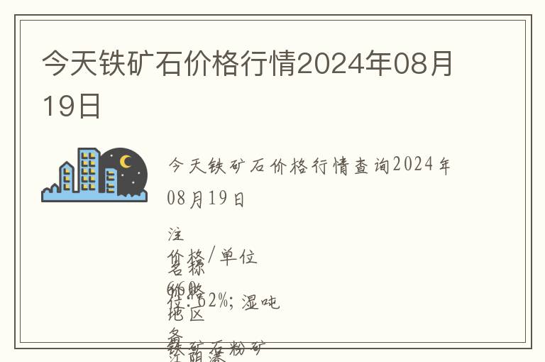 今天鐵礦石價格行情2024年08月19日