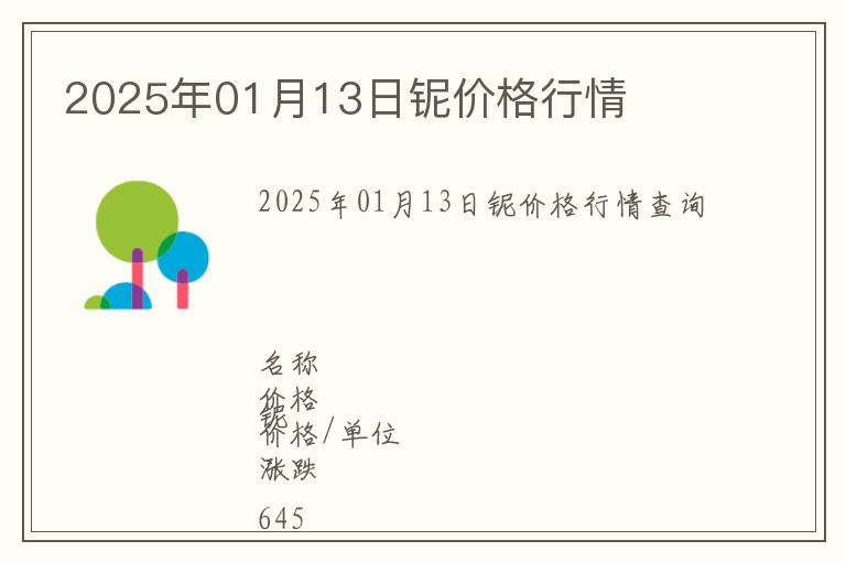 2025年01月13日鈮價格行情