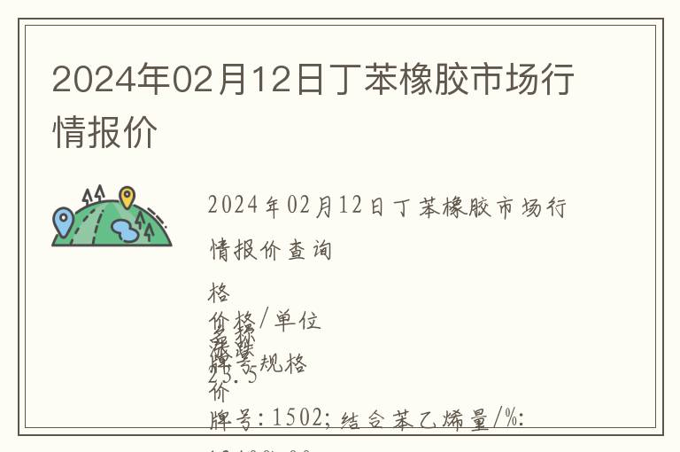 2024年02月12日丁苯橡膠市場(chǎng)行情報(bào)價(jià)