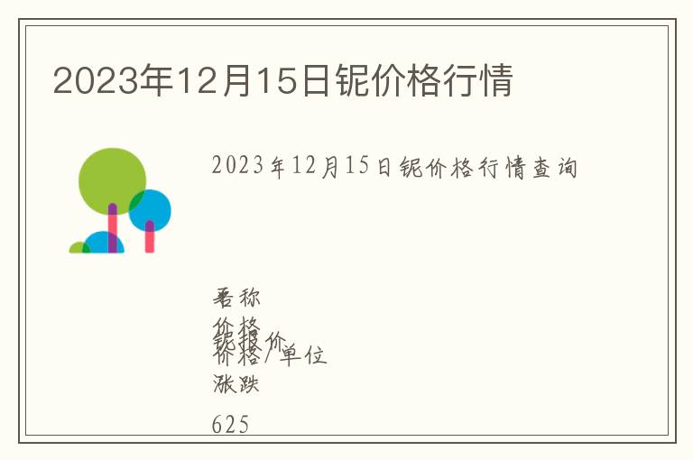 2023年12月15日鈮價(jià)格行情