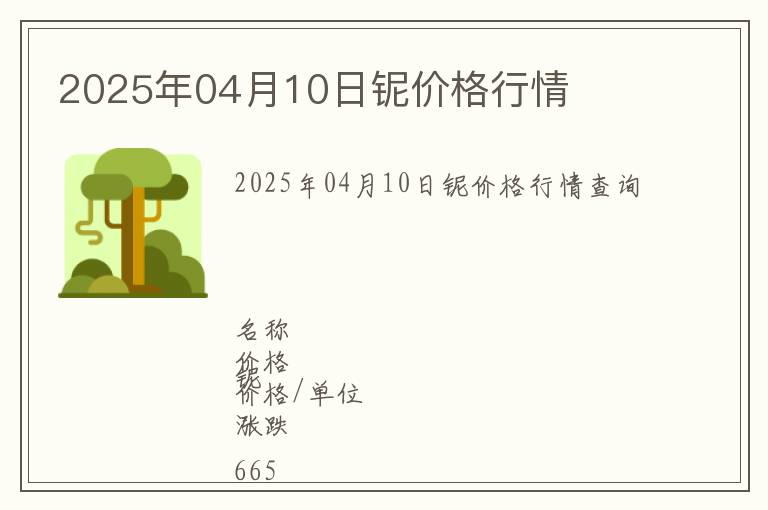 2025年04月10日鈮價格行情