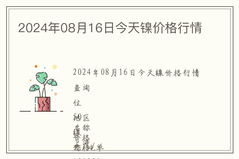 2024年08月16日今天鎳價格行情