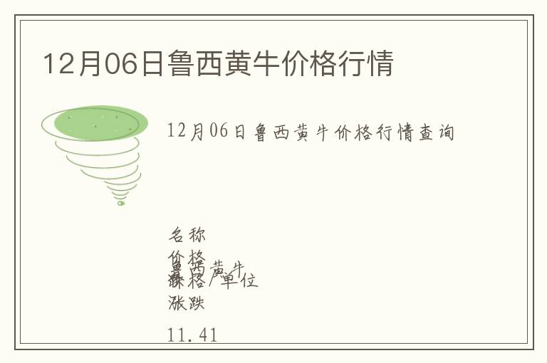 12月06日魯西黃牛價(jià)格行情