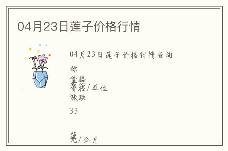 04月23日蓮子價格行情