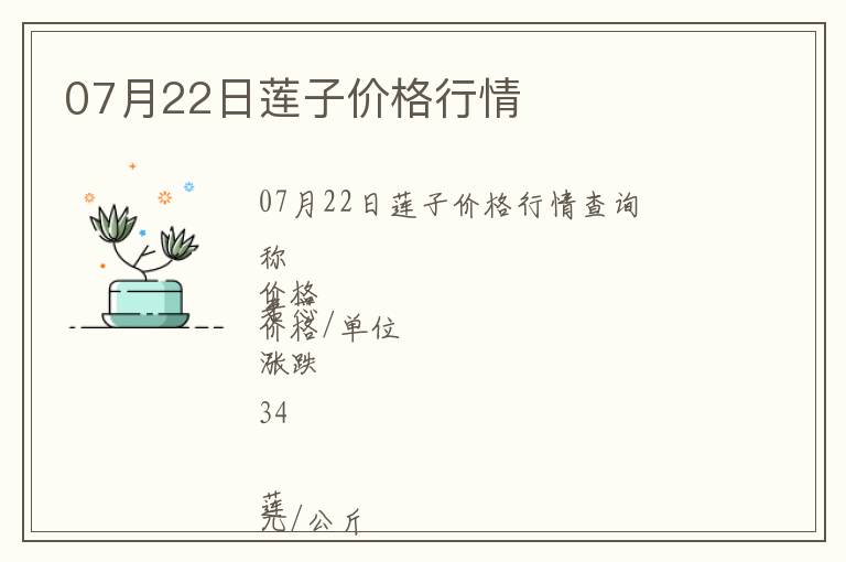 07月22日蓮子價格行情