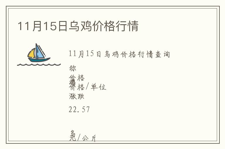 11月15日烏雞價(jià)格行情