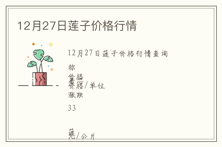 12月27日蓮子價(jià)格行情