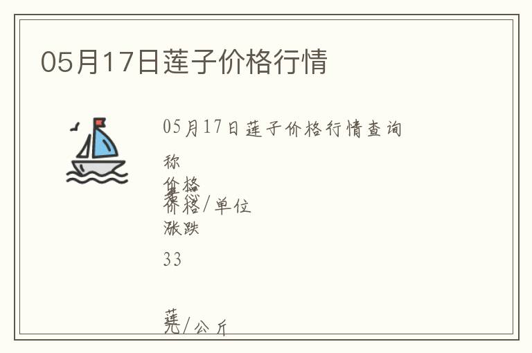 05月17日蓮子價格行情