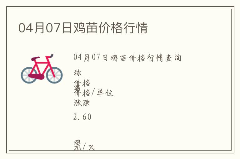 04月07日雞苗價格行情