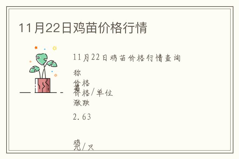 11月22日雞苗價(jià)格行情