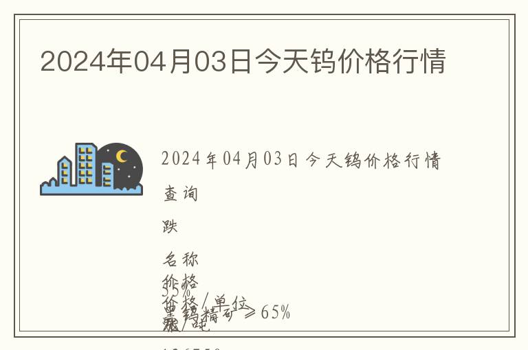 2024年04月03日今天鎢價(jià)格行情