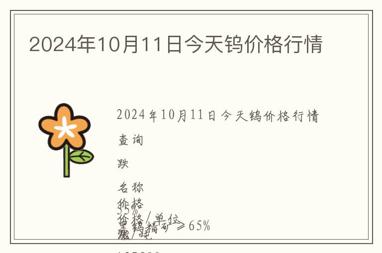 2024年10月11日今天鎢價(jià)格行情