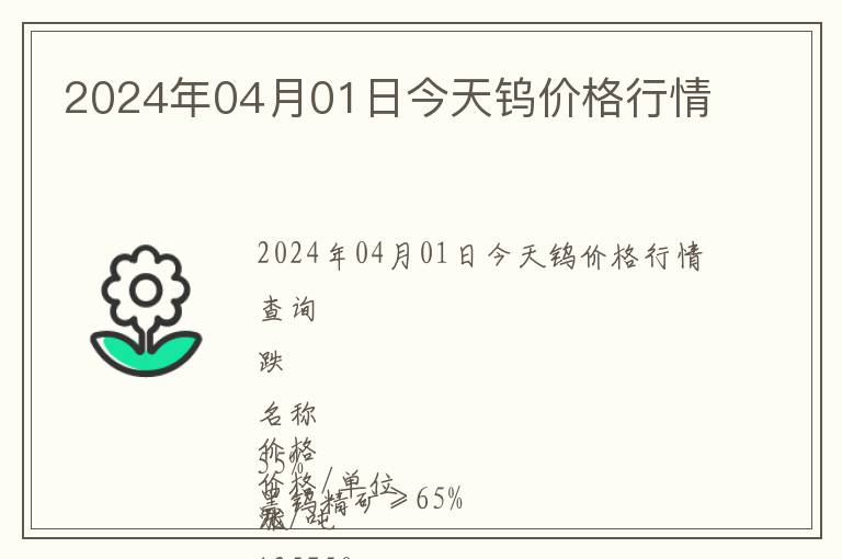 2024年04月01日今天鎢價(jià)格行情